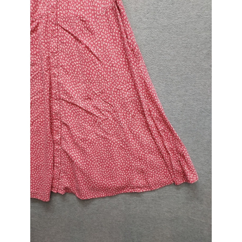 Torrid Women Skater Dress 1 Pink White Floral Scoop Neck Puff Sleeve Logo Casual - Picture 5 of 16